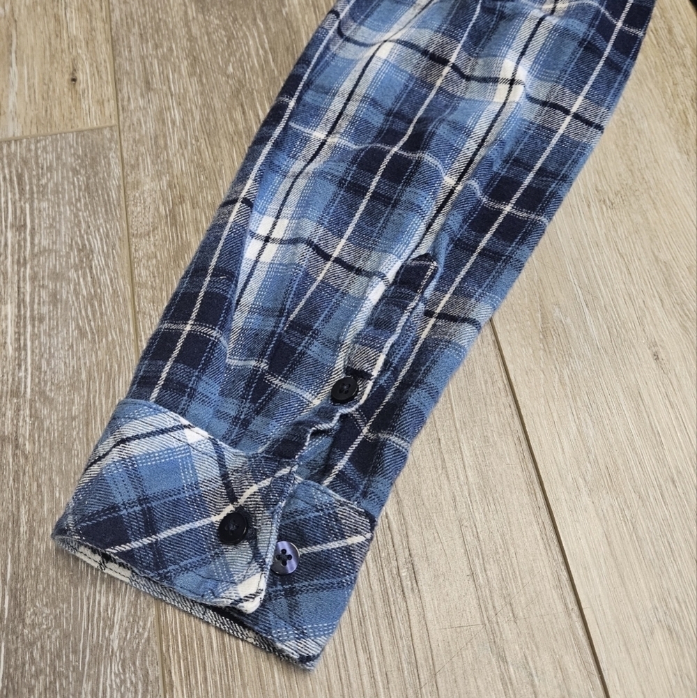 Great Northwest Indigo Blue Flannel Button Up Shirt Top Long SleeveWomen's XL - Picture 5 of 6